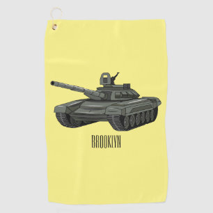 Tank cartoon illustration golf towel