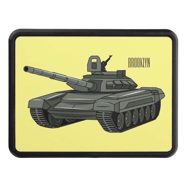 Tank cartoon illustration hitch cover (Front)