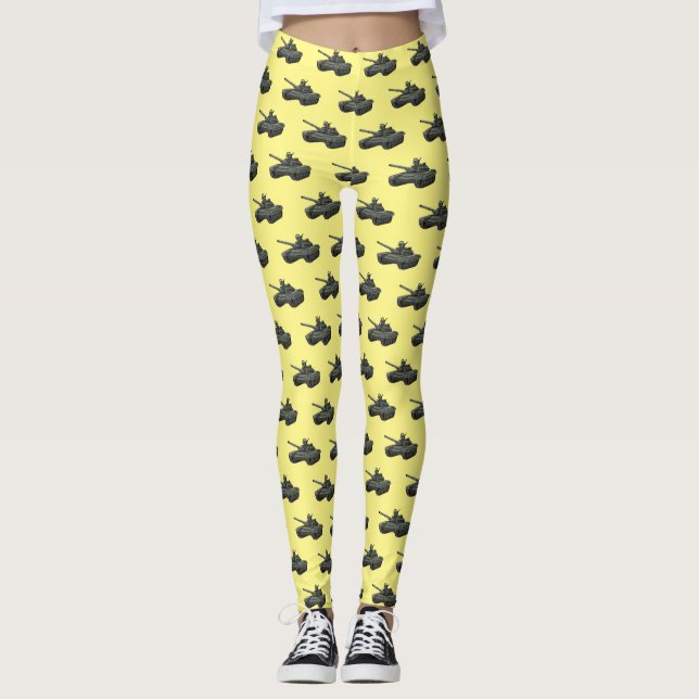 Tank cartoon illustration leggings (Front)