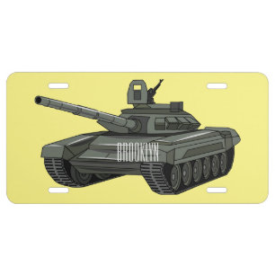 Tank cartoon illustration license plate