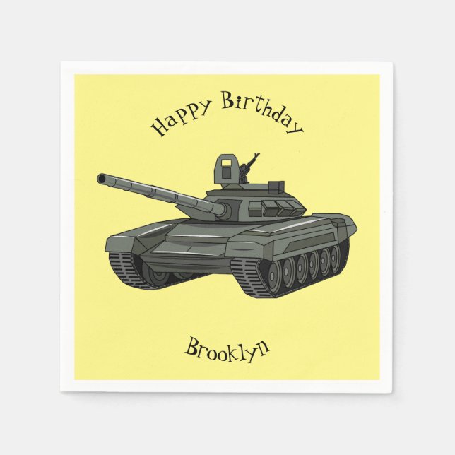 Tank cartoon illustration napkins (Front)