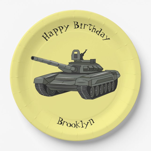 Tank cartoon illustration paper plates (Front)