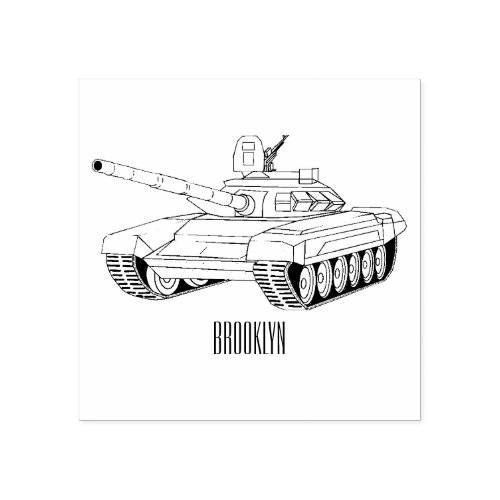 Tank cartoon illustration rubber stamp