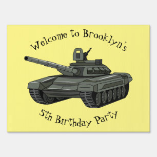 Tank cartoon illustration sign