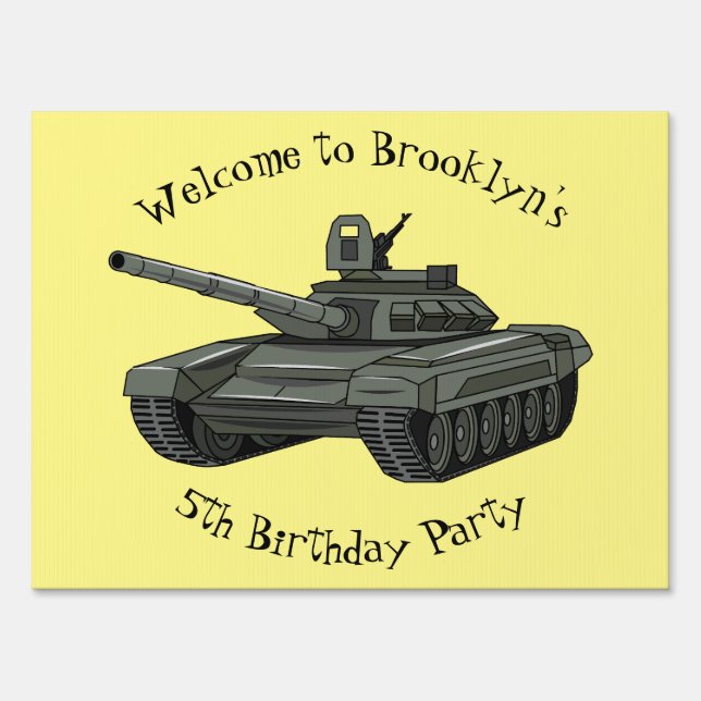 Tank cartoon illustration sign (Front)