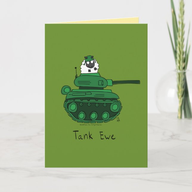Tank Ewe - Thank You Sheep Funny Greeting Card (Front)