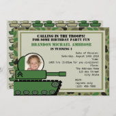 Tank Party Birthday/ Photo Invitation (Front/Back)