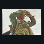 Tank Patrol Placemat<br><div class="desc">Mead Schaeffer | Soldier with battle pack looking thru binoculars</div>