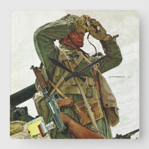Tank Patrol Square Wall Clock