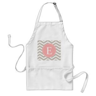 Tank Peach Pink Chevron Monogram Adult Apron