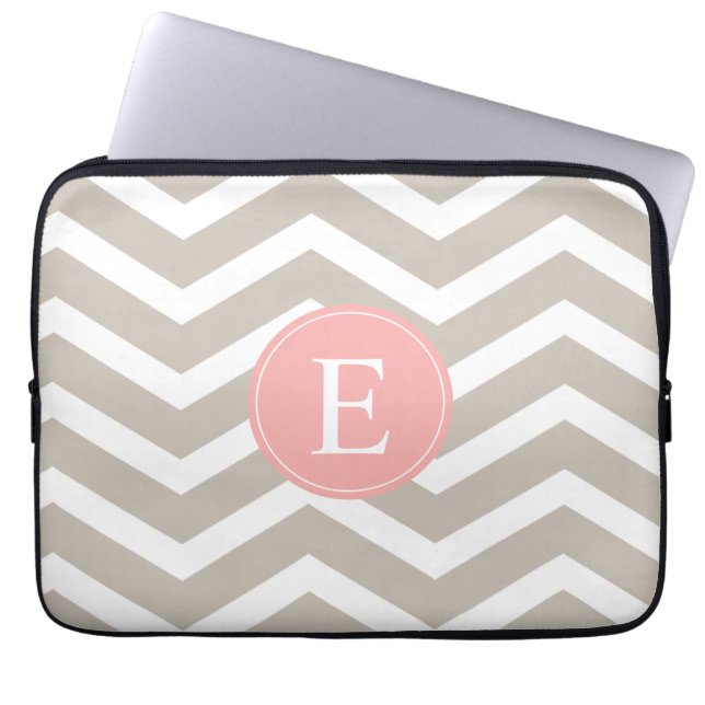 Tank Peach Pink Chevron Monogram Laptop Sleeve (Front)