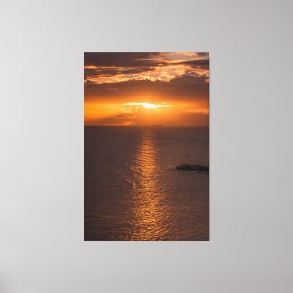 Tank Ship At Sunset In Atlantic Ocean