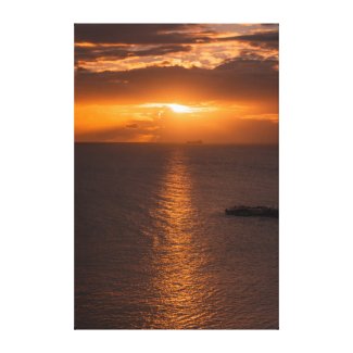 Tank Ship At Sunset In Atlantic Ocean
