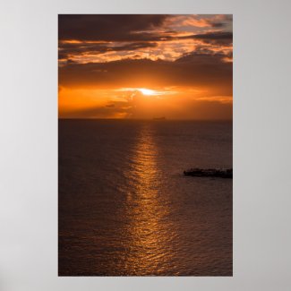 Tank Ship At Sunset In Atlantic Ocean