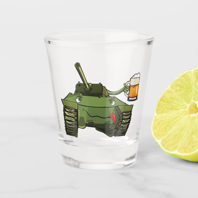 Tank Toasting Shot Glass (Front)