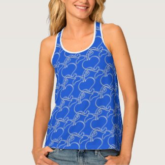 Tank Top (ao) - Heart Shaped Ivy Leaves on Blue