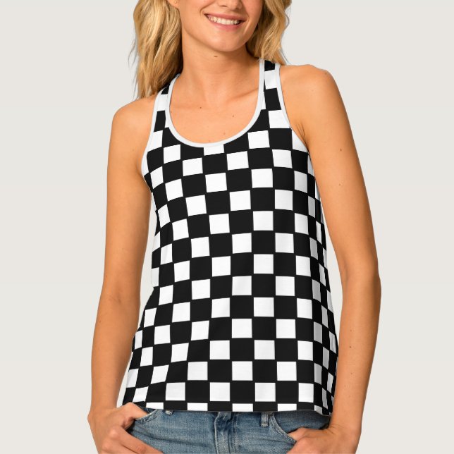 Tank Top featuring black and white checkers. (Front)