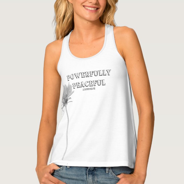 TANK TOP vest womens Powerfully Peacful DESIGN (Front)