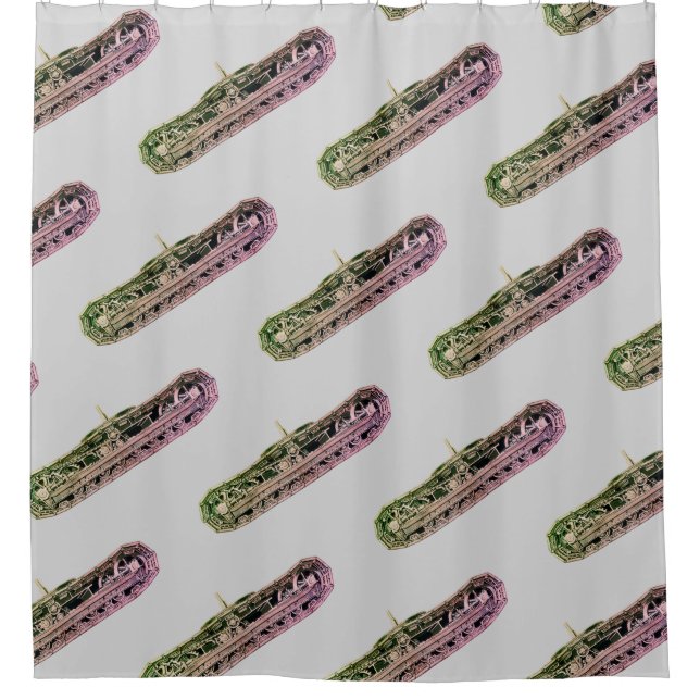 Tank Tracks Construction Custom Colors Your Pick Shower Curtain (Front)