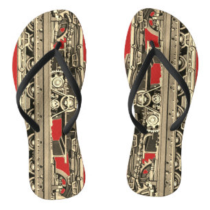 Tank Tracks Steam Shovel crane operator machinery Flip Flops