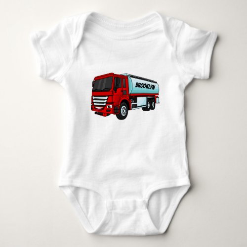 Tanker truck fuel transport cartoon illustration baby bodysuit