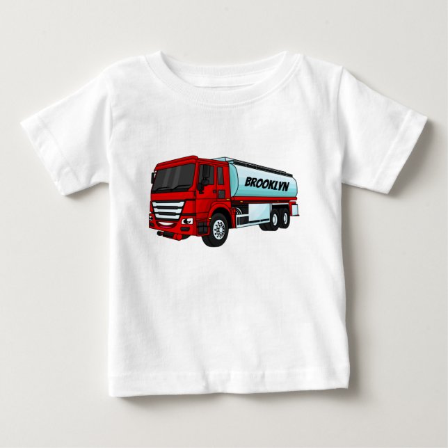 Tanker truck fuel transport cartoon illustration baby T-Shirt (Front)