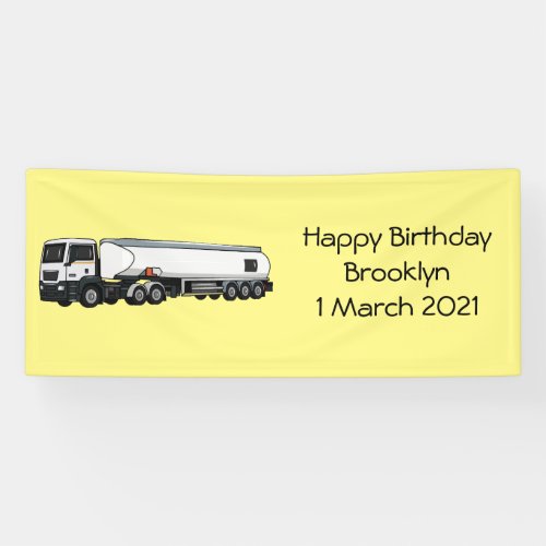 Tanker truck fuel transport cartoon illustration banner