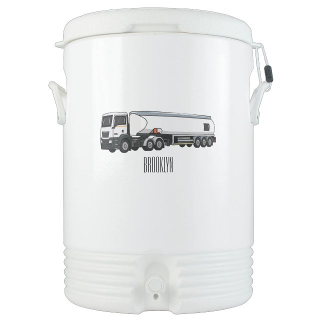 Tanker truck fuel transport cartoon illustration beverage cooler (Front)