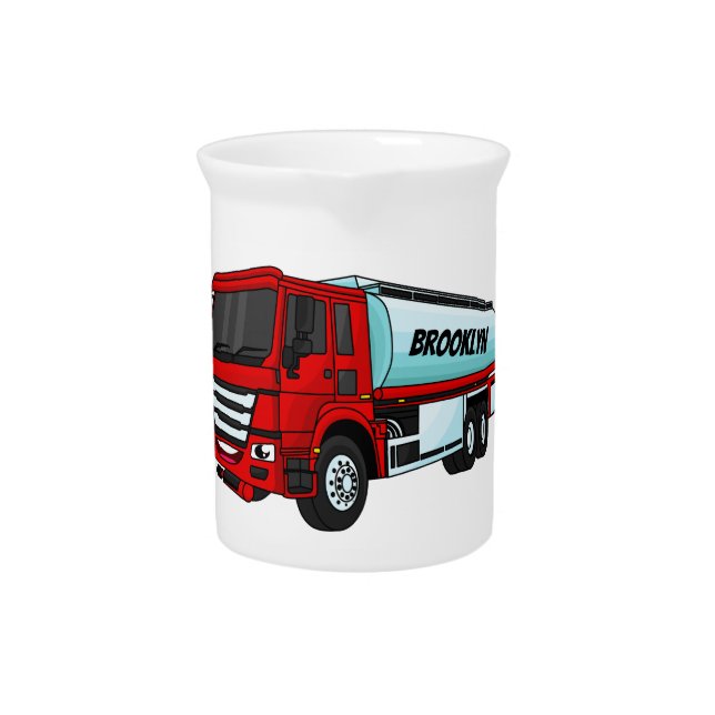 Tanker truck fuel transport cartoon illustration beverage pitcher (Front)