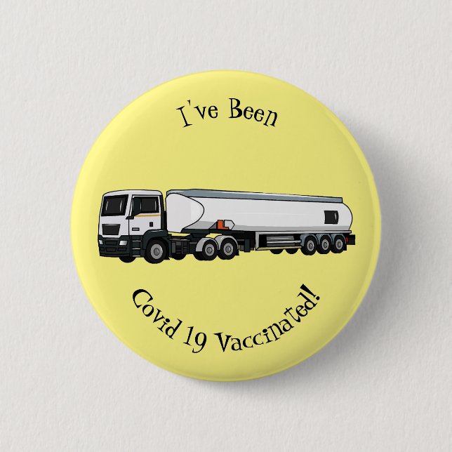 Tanker truck fuel transport cartoon illustration button (Front)