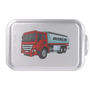 Tanker truck fuel transport cartoon illustration cake pan