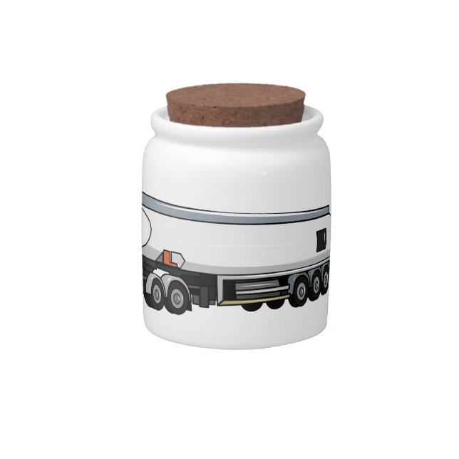 Tanker truck fuel transport cartoon illustration candy jar (Front)