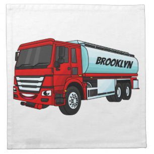 Tanker truck fuel transport cartoon illustration cloth napkin