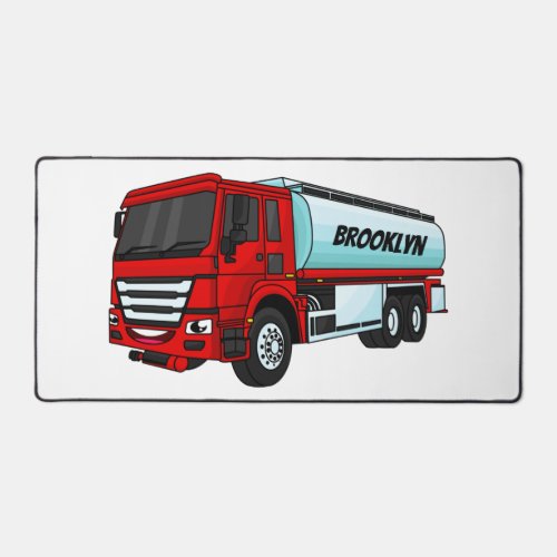 Tanker truck fuel transport cartoon illustration desk mat
