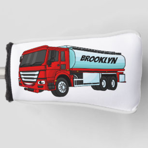 Tanker truck fuel transport cartoon illustration golf head cover