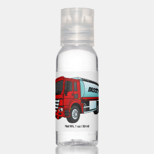 Tanker truck fuel transport cartoon illustration hand sanitizer