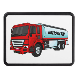 Tanker truck fuel transport cartoon illustration hitch cover