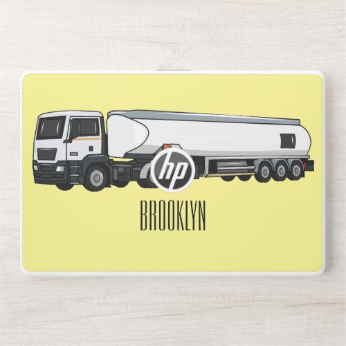 Tanker truck fuel transport cartoon illustration HP laptop skin