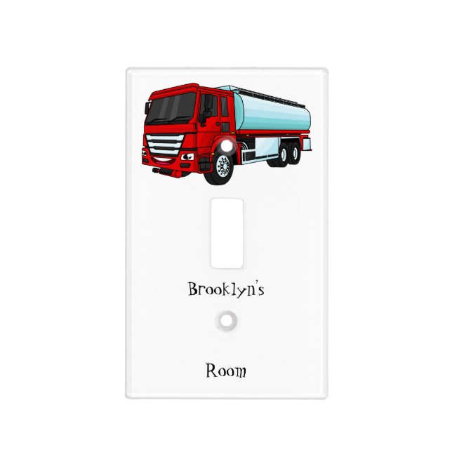 Tanker truck fuel transport cartoon illustration light switch cover (Front)