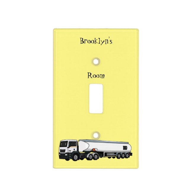 Tanker truck fuel transport cartoon illustration light switch cover (Front)