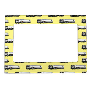Tanker truck fuel transport cartoon illustration magnetic frame