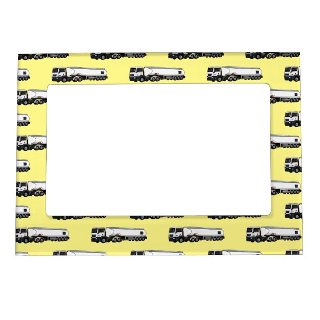 Tanker truck fuel transport cartoon illustration magnetic frame (Front)