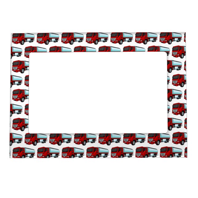 Tanker truck fuel transport cartoon illustration  magnetic frame (Front)