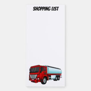 Tanker truck fuel transport cartoon illustration magnetic notepad