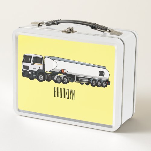 Tanker truck fuel transport cartoon illustration metal lunch box