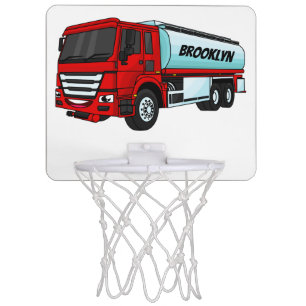 Tanker truck fuel transport cartoon illustration mini basketball hoop