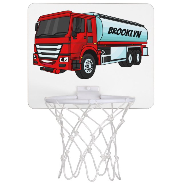 Tanker truck fuel transport cartoon illustration mini basketball hoop (Front)