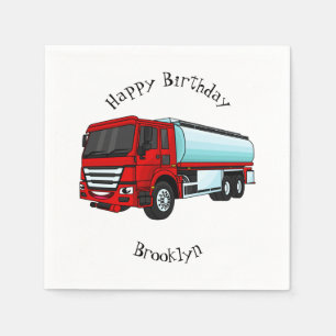 Tanker truck fuel transport cartoon illustration napkins