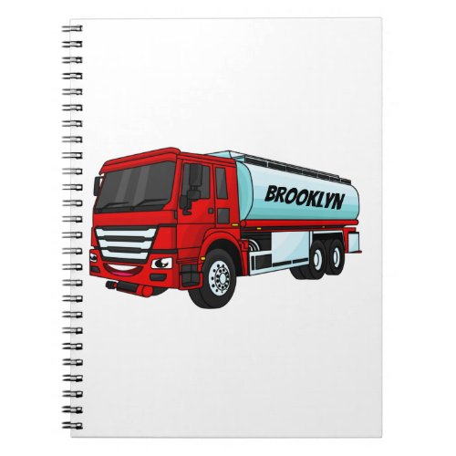Tanker truck fuel transport cartoon illustration notebook