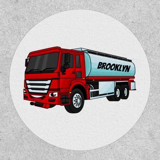Tanker truck fuel transport cartoon illustration patch (Front)
